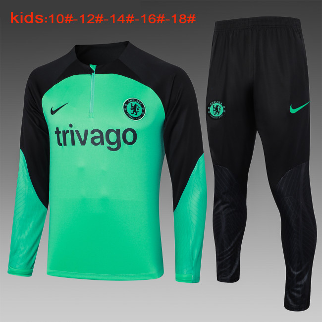 23-24 Chelsea High Quality Kids Half Pull Tracksuit