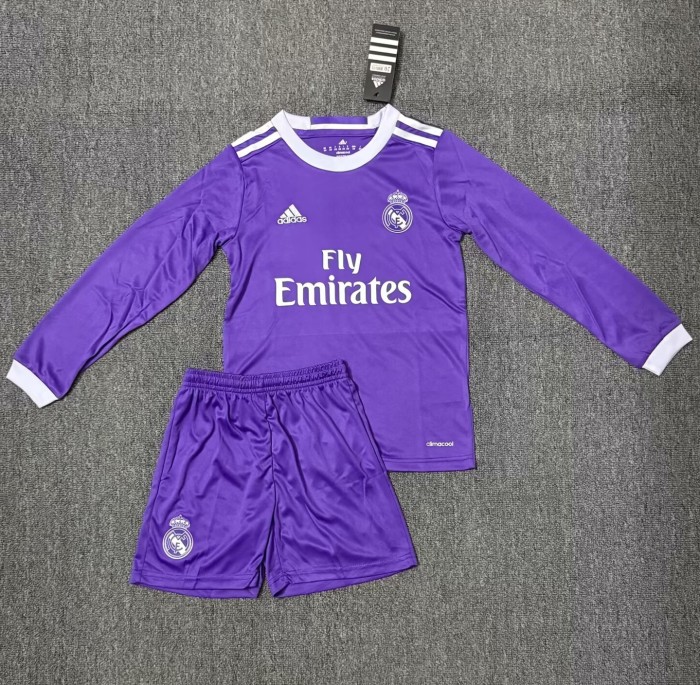 2016-2017 Real Madrid Away Long sleeves Retro Kids Soccer Jersey