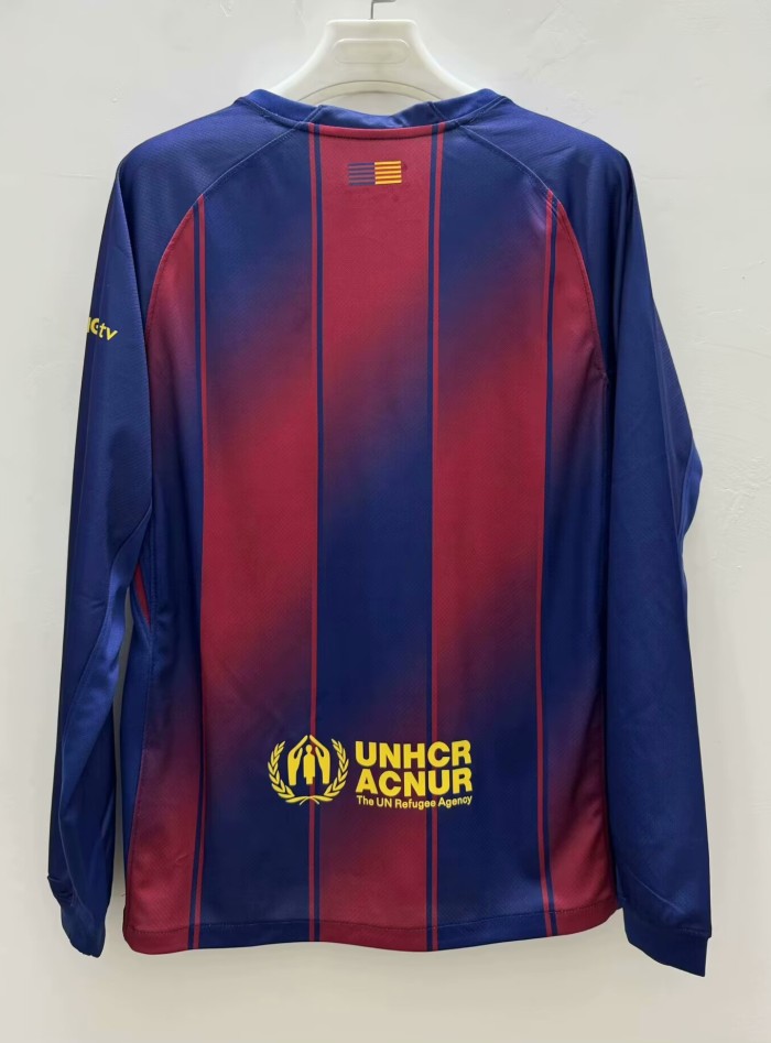 25-26 Barcelona Home Long Sleeve Fans Soccer Jersey*空白版