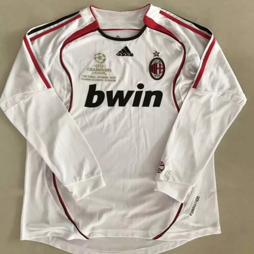 2006-2007 AC Milan Away White Long Sleeve Retro Soccer Jersey(带决赛小字)
