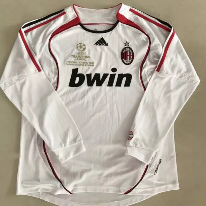 2006-2007 AC Milan Away White Long Sleeve Retro Soccer Jersey(带决赛小字)