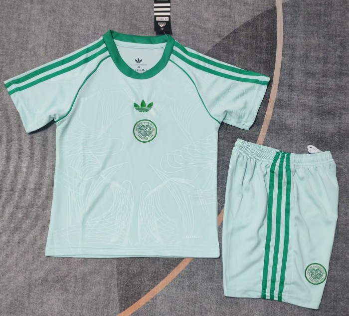 25-26 Celtic Light Green Special Edition Kids Soccer Jersey