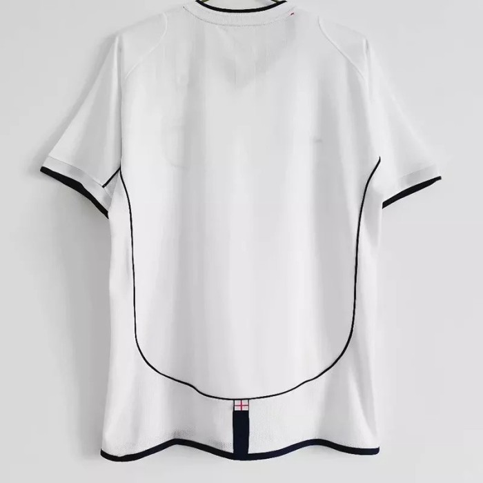 2002 England Home White Retro Soccer Jersey