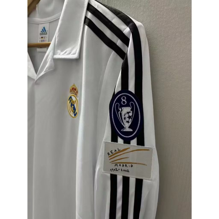 2001-2002 Real Madrid Home Long Sleeve Retro Soccer Jersey
