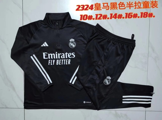 23-24 Real Madrid High Quality Kids Half Pull Tracksuit