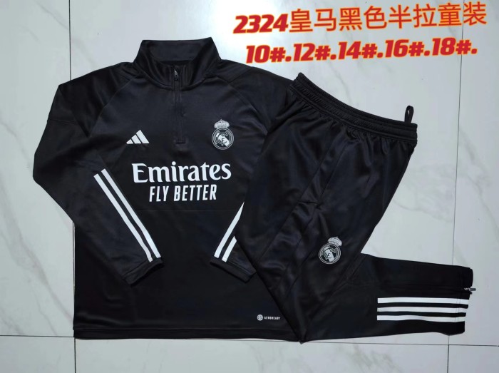 23-24 Real Madrid High Quality Kids Half Pull Tracksuit