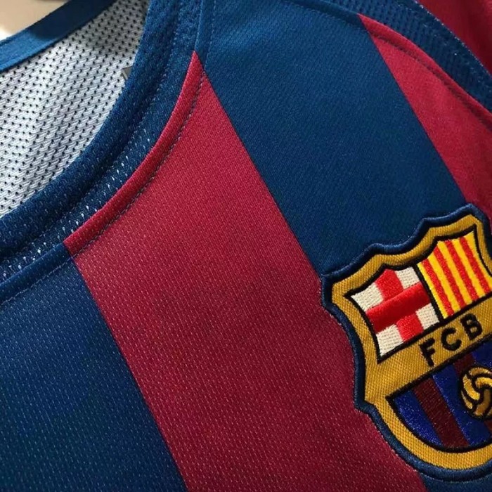 2005-2006 Barcelona Home UCL Retro Soccer Jersey（带决赛字）