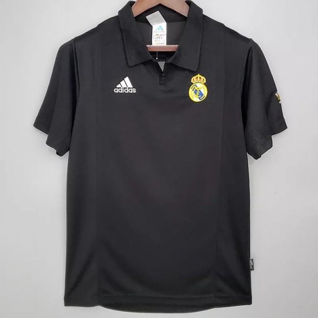 2002 Real Madrid Centenary Away Black Retro Soccer Jersey