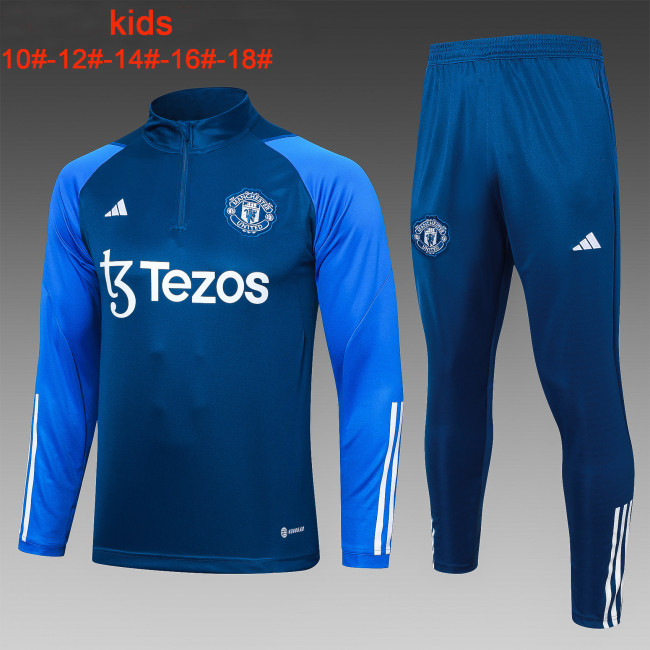 23-24 Manchester United High Quality Kids Half Pull Tracksuit