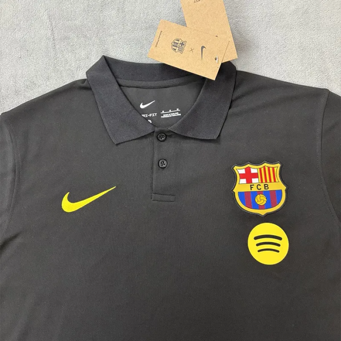 25-26 Barcelona Black Polo Short Sleeve 1:1 Thai Quality