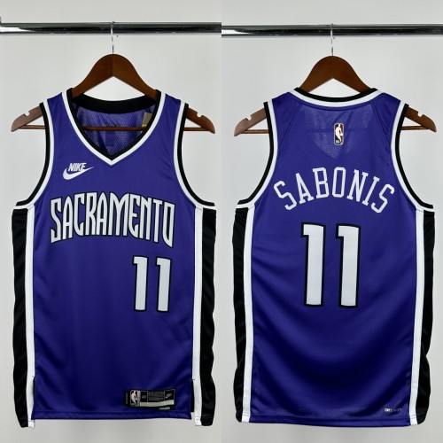 24-25 KINGS SABONIS #11 Purple Retro Top Quality Hot Pressing NBA Jersey(V领）