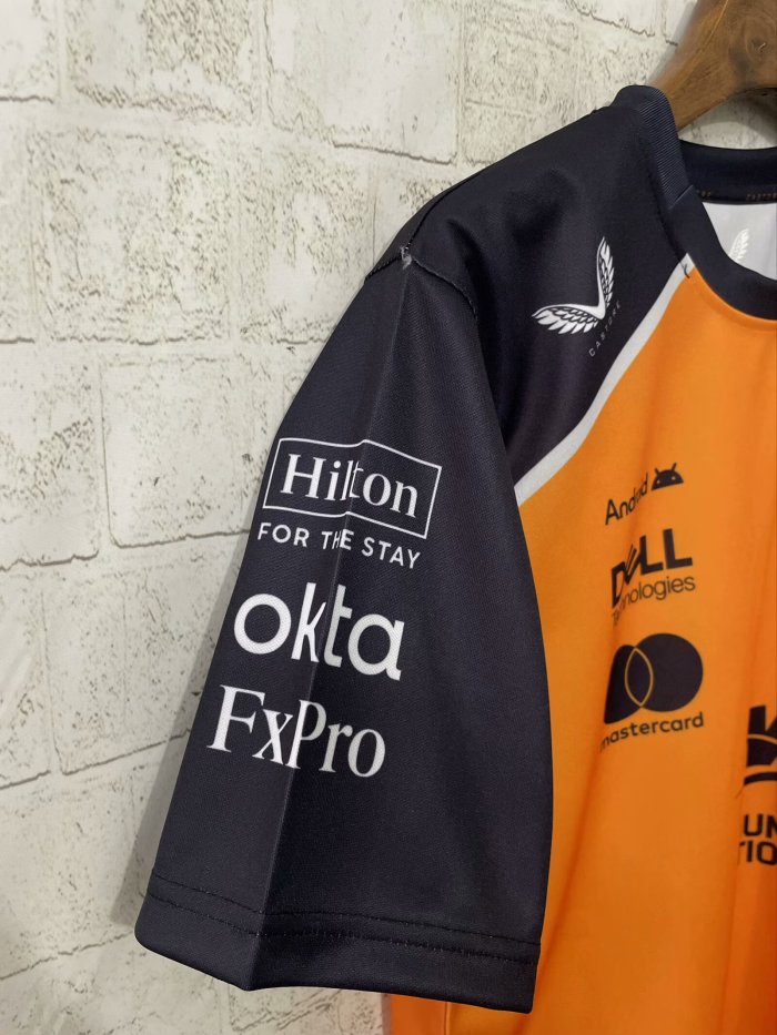 2025  F1 McLaren New Pattern Short Sleeve Racing Suit（圆领，胸前橙，无号码）