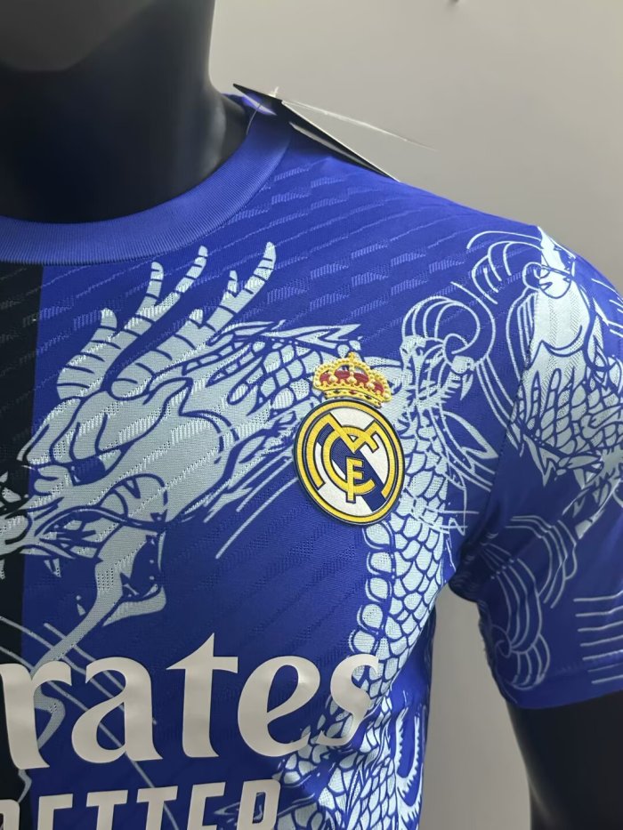 25-26 Real Madrid Blue Black Special Edition Player Version Training Shirts *龙纹