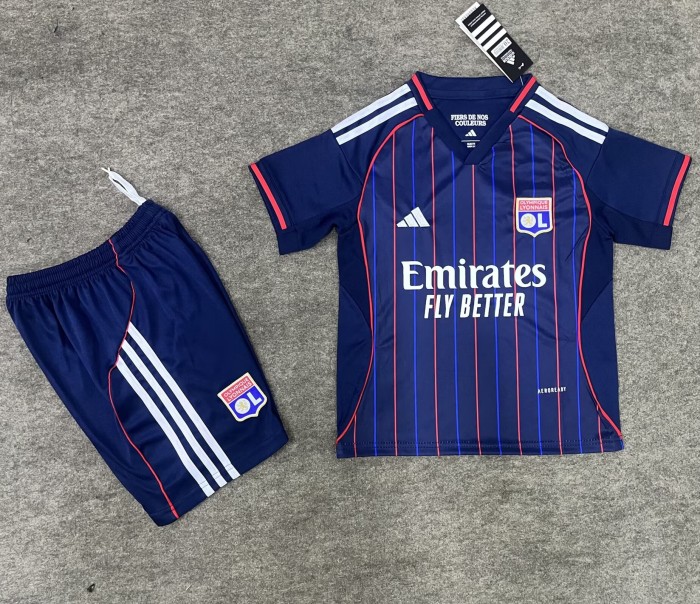 25-26 Lyon Away Kids Soccer Jersey