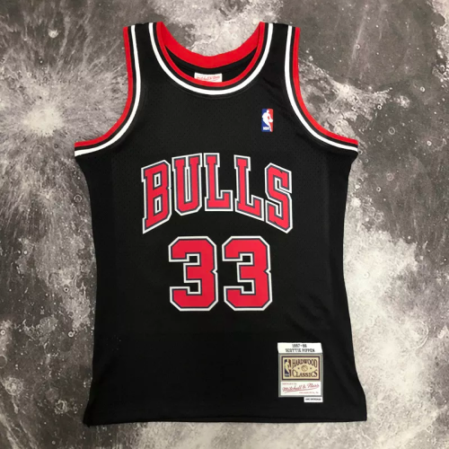1998 BULLS PIPPEN #33 Black Retro Top Quality Hot Pressing NBA Jersey