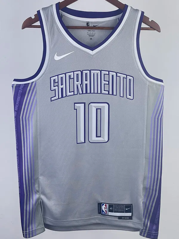 22-23 Kings SABONIS #10 Grey City Edition Top Quality Hot Pressing NBA Jersey