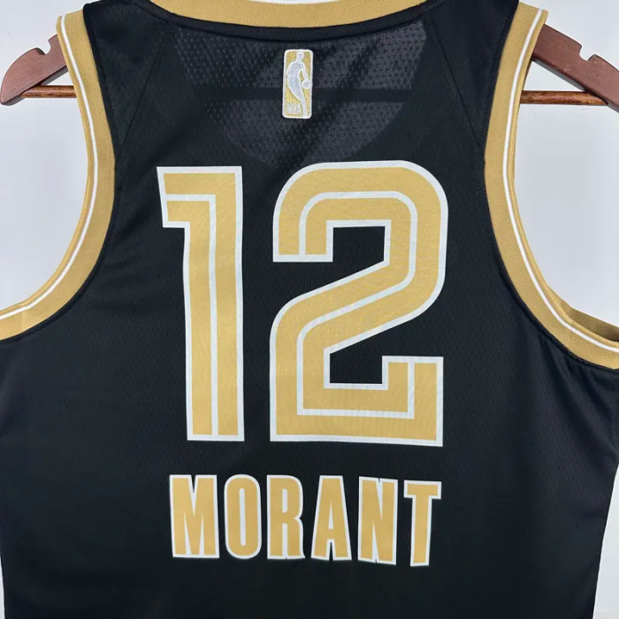 23-24 Grizzlies MORANT #12 Black Glory Edition Top Quality Hot Pressing NBA Jersey