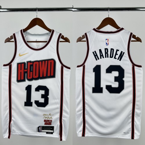 24-25 ROCKETS HARDEN #13 White City Edition Top Quality Hot Pressing NBA Jersey