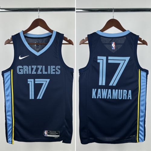 23-24 GRIZZLIES KAWAMURA #17  Dark Blue Top Quality Hot Pressing NBA Jersey