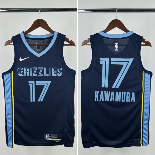 23-24 GRIZZLIES KAWAMURA #17  Dark Blue Top Quality Hot Pressing NBA Jersey
