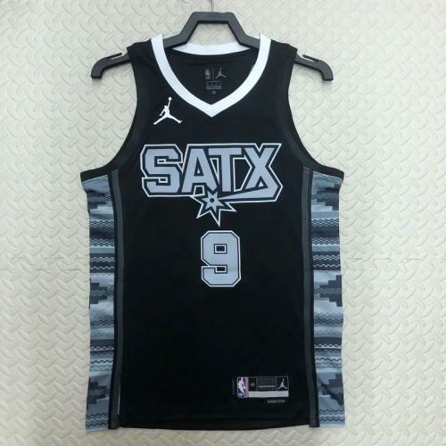 22-23 SA Spurs PARKER #9 Black Top Quality Hot Pressing NBA Jersey (Trapeze Edition)