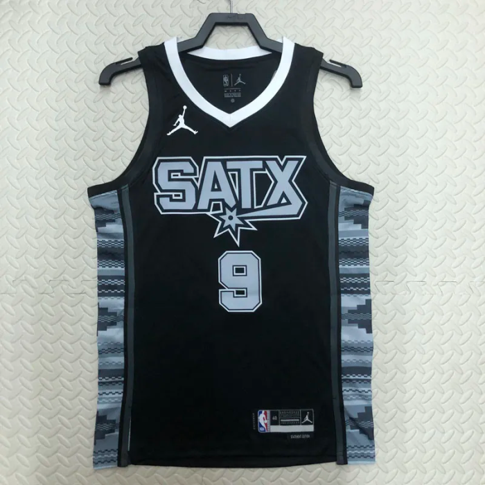22-23 SA Spurs PARKER #9 Black Top Quality Hot Pressing NBA Jersey (Trapeze Edition)