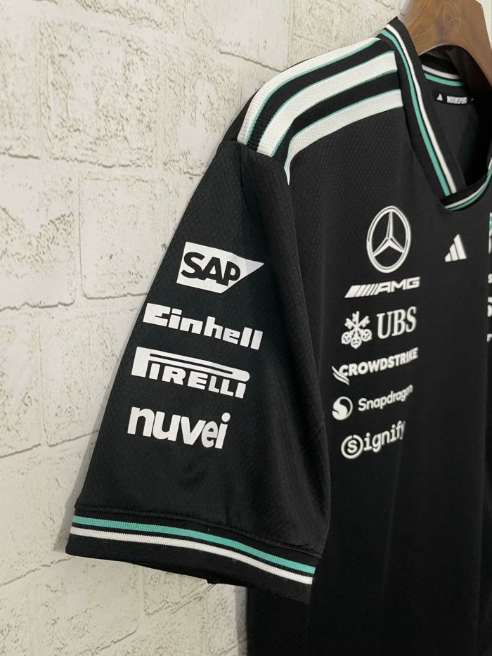 2025 F1 Benz New Pattern Short Sleeve Racing Suit