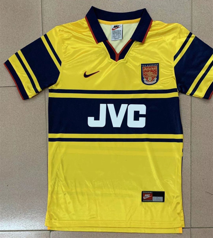 1997 Arsenal Away Yellow Retro Soccer Jersey