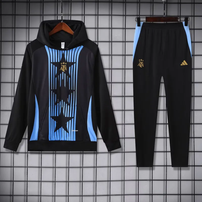 25-26 Argentina Black Hoodie Tracksuit (卫衣套装)