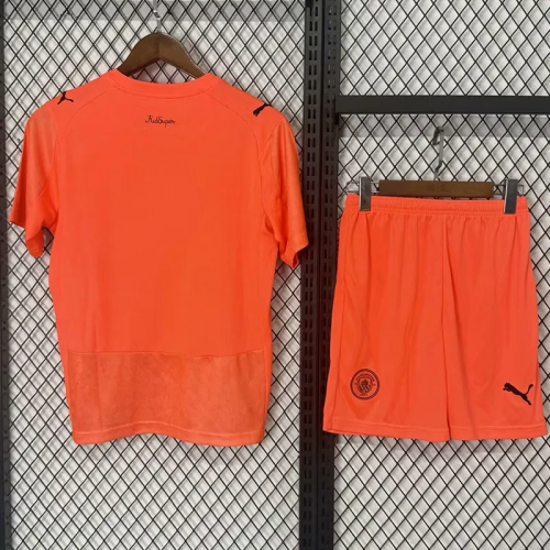 25-26 Manchester City Orange Goalkeeper Kids Soccer Jersey