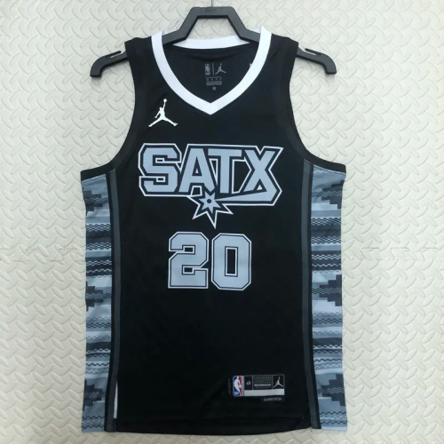 22-23 SA Spurs GINOBILI #20 Black Top Quality Hot Pressing NBA Jersey (Trapeze Edition)