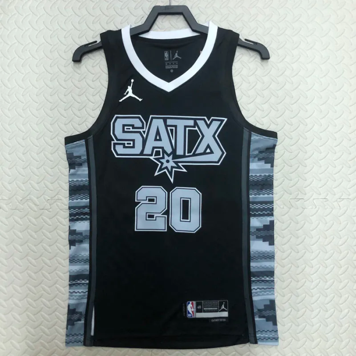 22-23 SA Spurs GINOBILI #20 Black Top Quality Hot Pressing NBA Jersey (Trapeze Edition)
