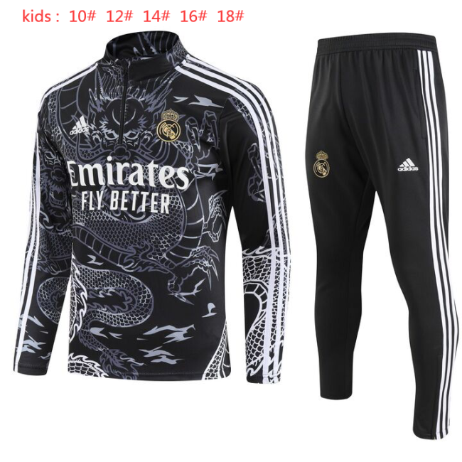 23-24 Real Madrid High Quality Kids Half Pull Tracksuit