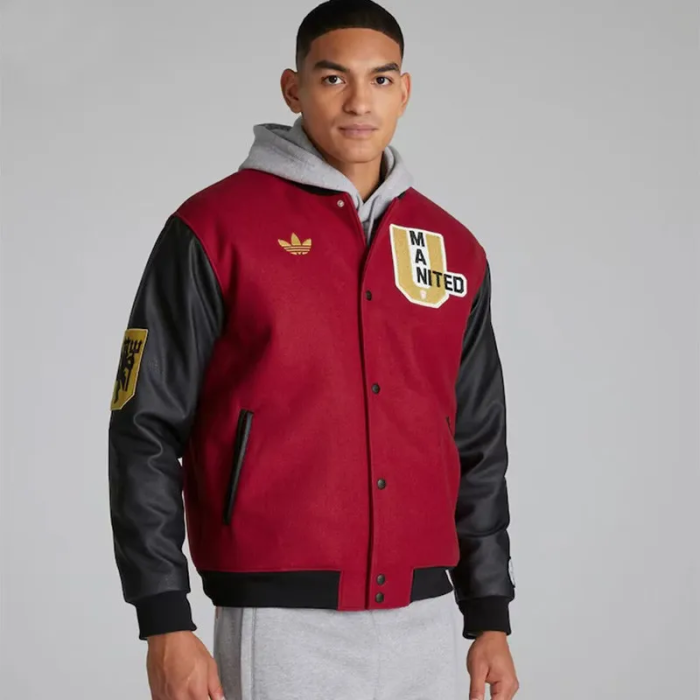 25-26 Manchester United Red Cotton Baseball Jacket