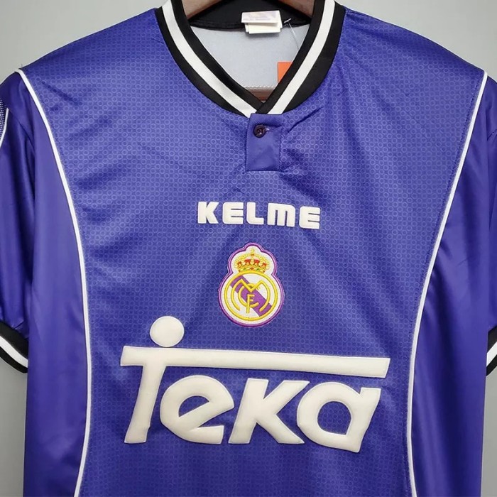 1997-1998 Real Madrid Away Blue Retro Soccer Jersey
