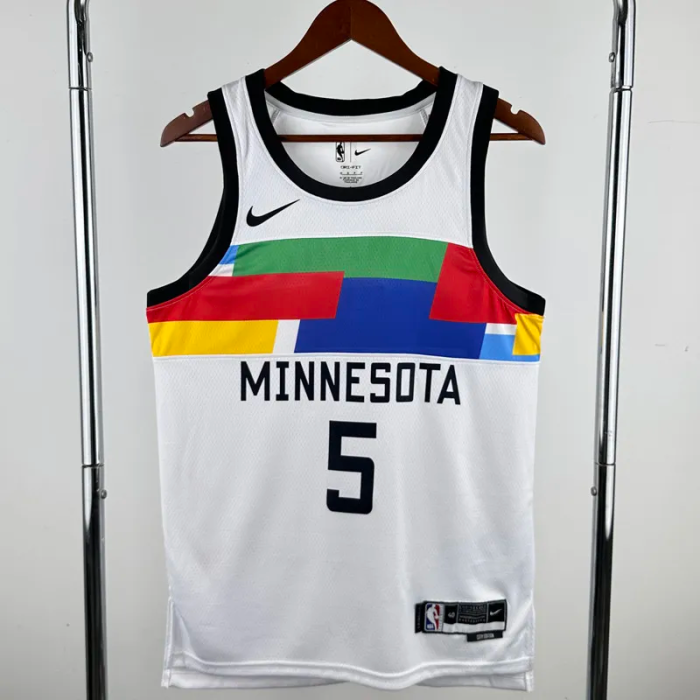 22-23 TIMBERWOLVES EDWARDS #5 White City Edition Top Quality Hot Pressing NBA Jersey