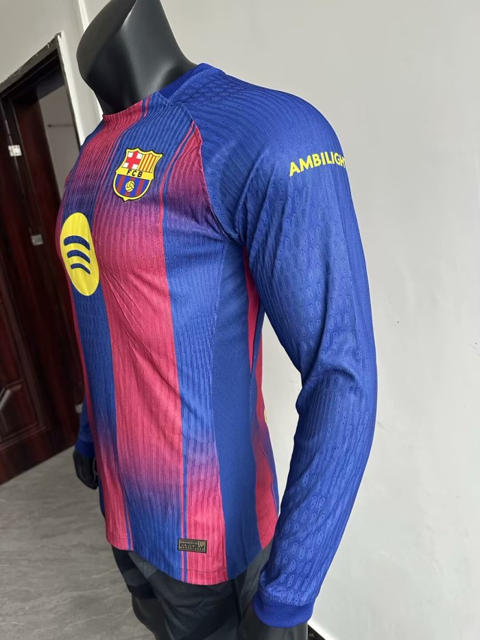 25-26 Barcelona Home Long Sleeve Player Version Soccer Jersey (长袖球员)