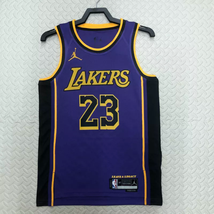 22-23 LAKERS JAMES #23 Purple Top Quality Hot Pressing NBA Jersey (Trapeze Edition)