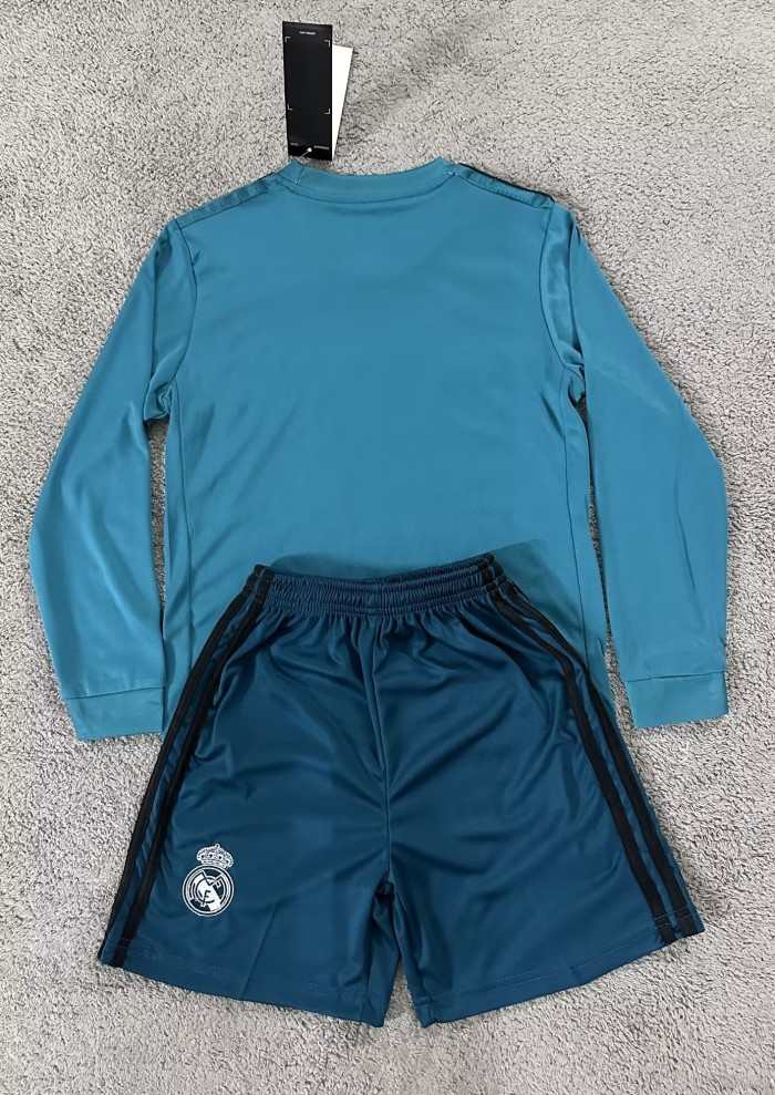 2017-2018 Real Madrid Third Long sleeves Retro Kids Soccer Jersey
