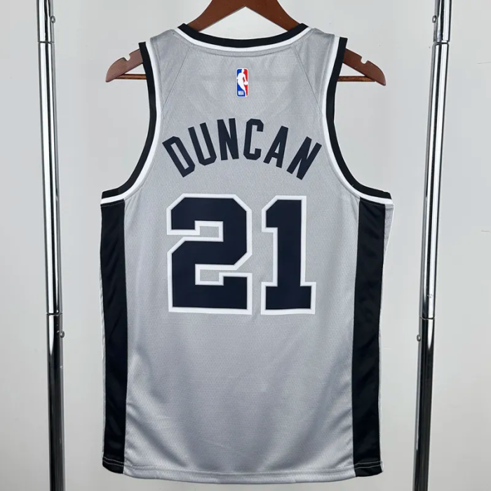 20-21 SA Spurs DUNCAN #21 Grey Top Quality Hot Pressing NBA Jersey (Trapeze Edition)