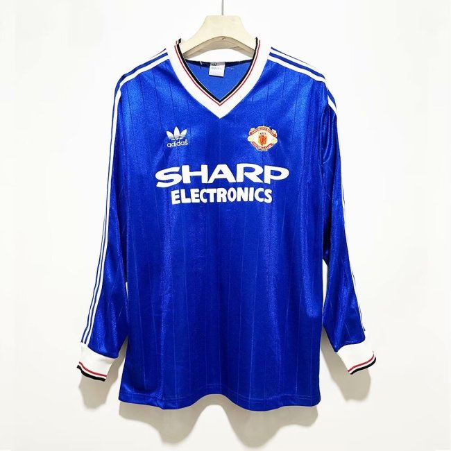 1982-1983 Manchester United Away Long Sleeve Retro Soccer Jersey