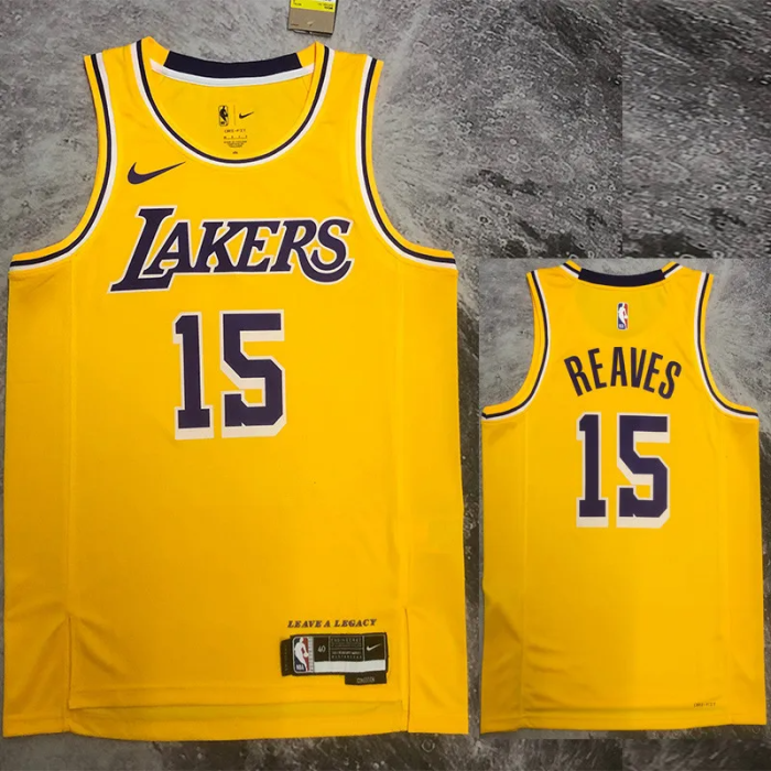 22-23 LAKERS REAVES #15 Yellow Top Quality Hot Pressing NBA Jersey(圆领)
