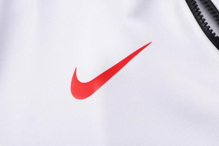 22-23 France White Hoodie Jacket Tracksuit#F395