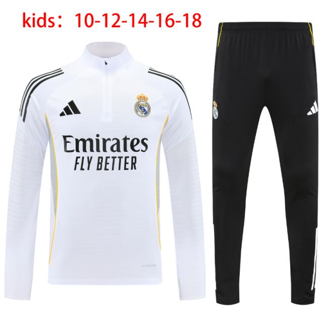 25-26 Real Madrid High Quality Kids Half Pull Tracksuit