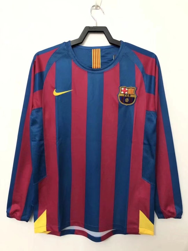 2005-2006 Barcelona Home Retro Long Sleeve Soccer Jersey