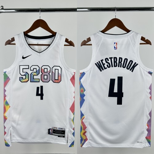 24-25 Nuggets WESTBROOK #4 White City Edition Top Quality Hot Pressing NBA Jersey