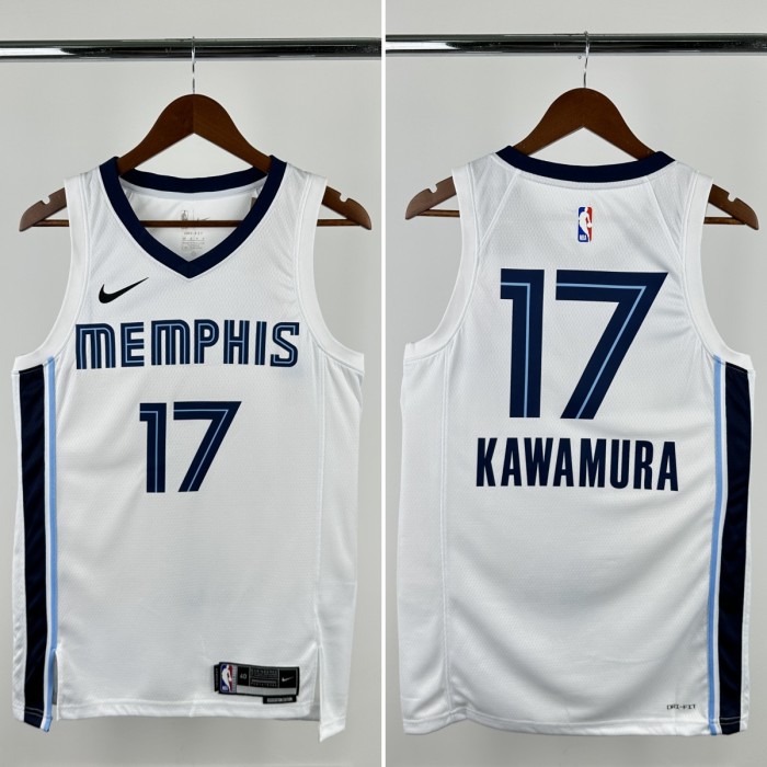 23-24 GRIZZLIES KAWAMURA #17 White Top Quality Hot Pressing NBA Jersey