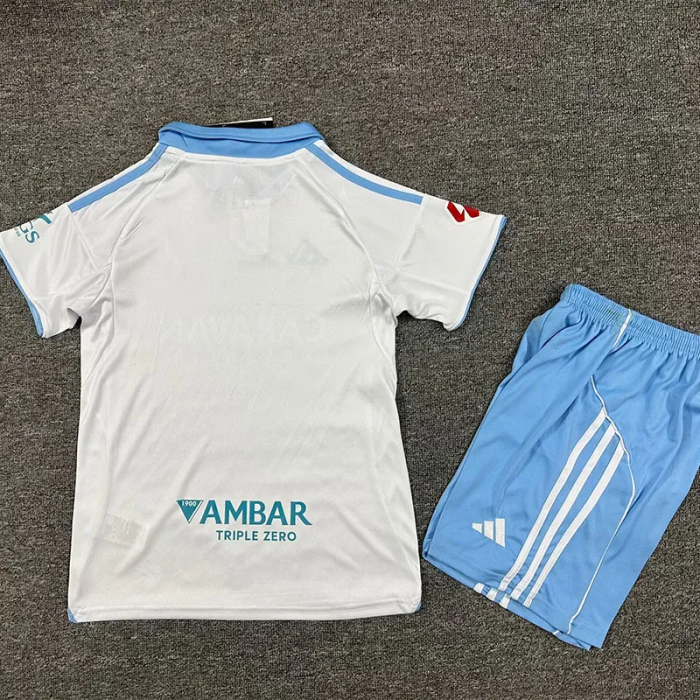 25-26 Zaragoza Home Kids Soccer Jersey 1:1 Thai Quality