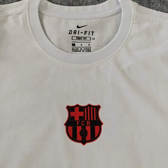 25-26 Barcelona White High Quality Casual T-Shirt #圆领红标