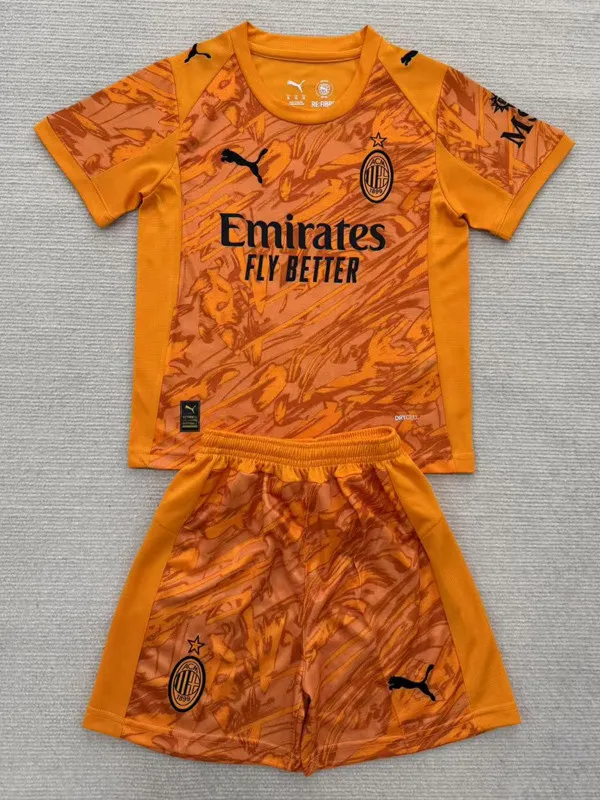 25-26 AC Milan Orange Goalkeeper Kids Soccer Jersey 1:1 Thai Quality